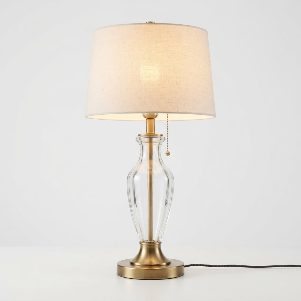 Elegance Glass and Brass Table Lamp