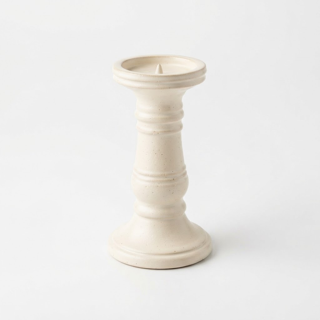 Cream Ceramic Pillar Candle Holder