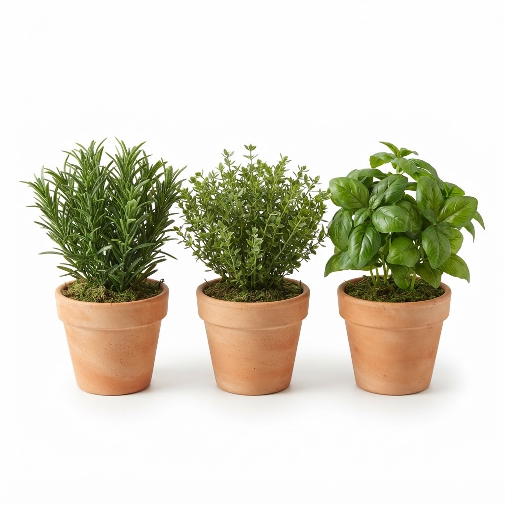 Spring Faux Potted Herb Set