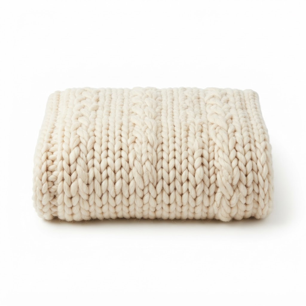 Transitional Chunky Knit Cream Throw Blanket