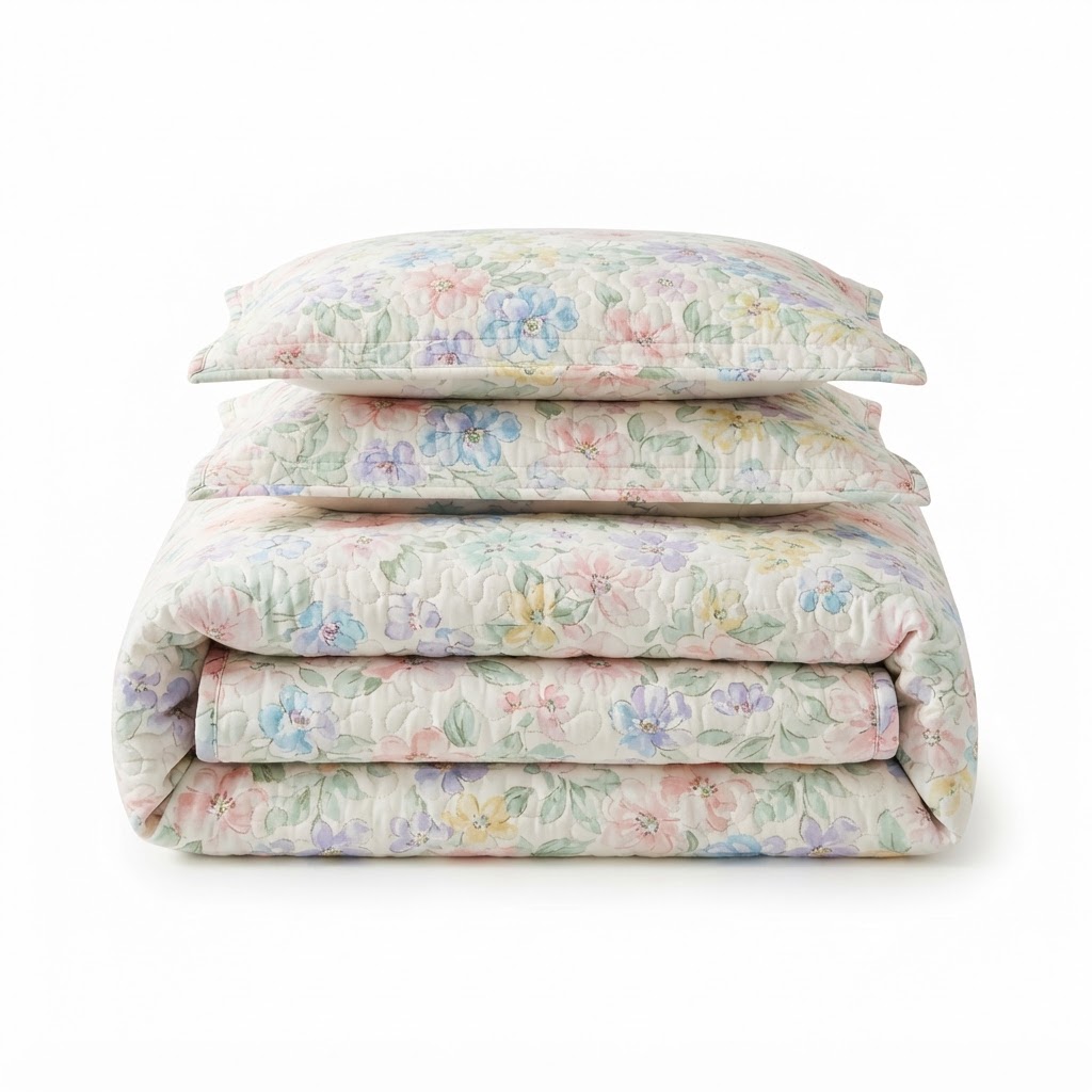 Floral Pastel Cotton Quilt Set