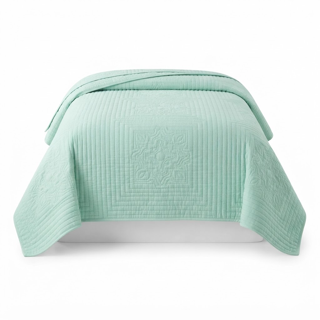Transitional Mint Quilted Bedspread