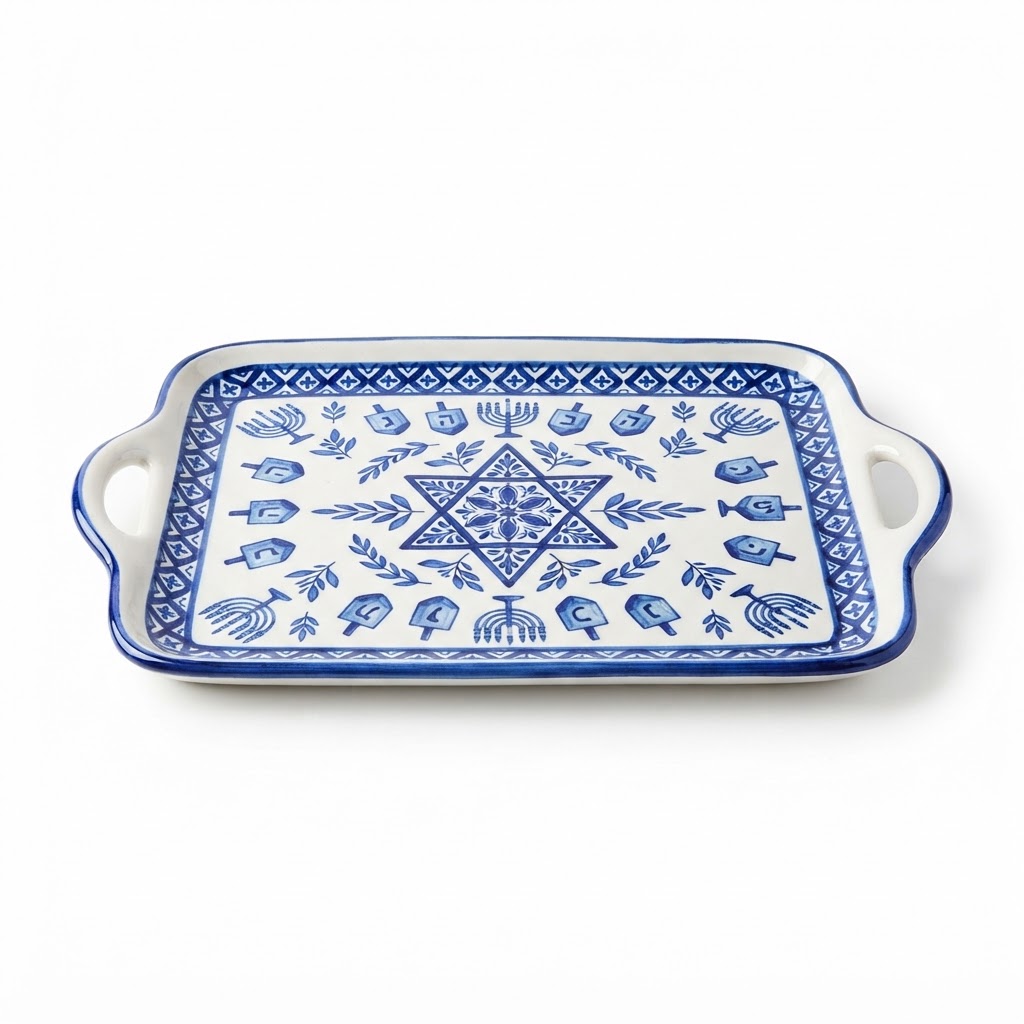 Blue and White Ceramic Serving Tray
