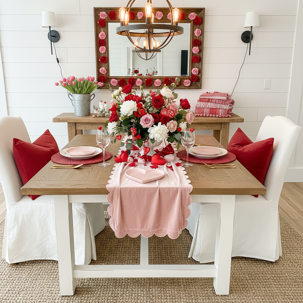 Modern Farmhouse Valentine's Day Dining Room