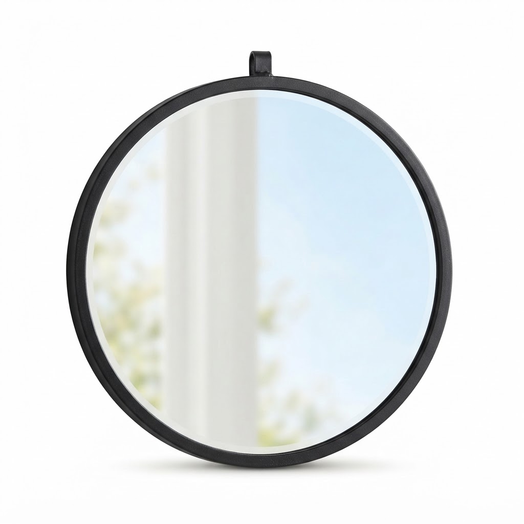 Round Black Frame Wall Mirror