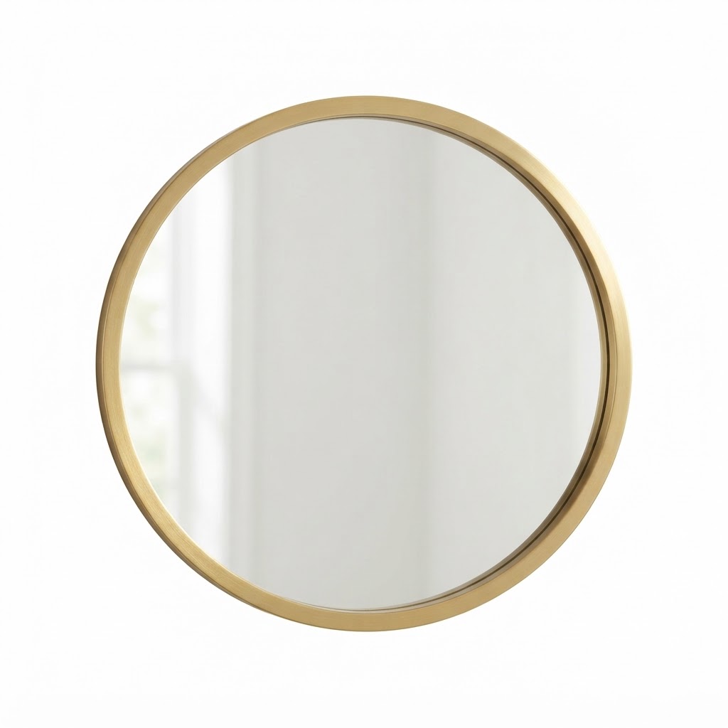 Transitional Brushed Gold Circular Mirror