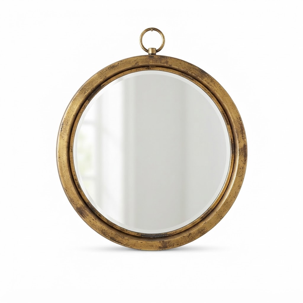 Antique Gold Round Wall Mirror