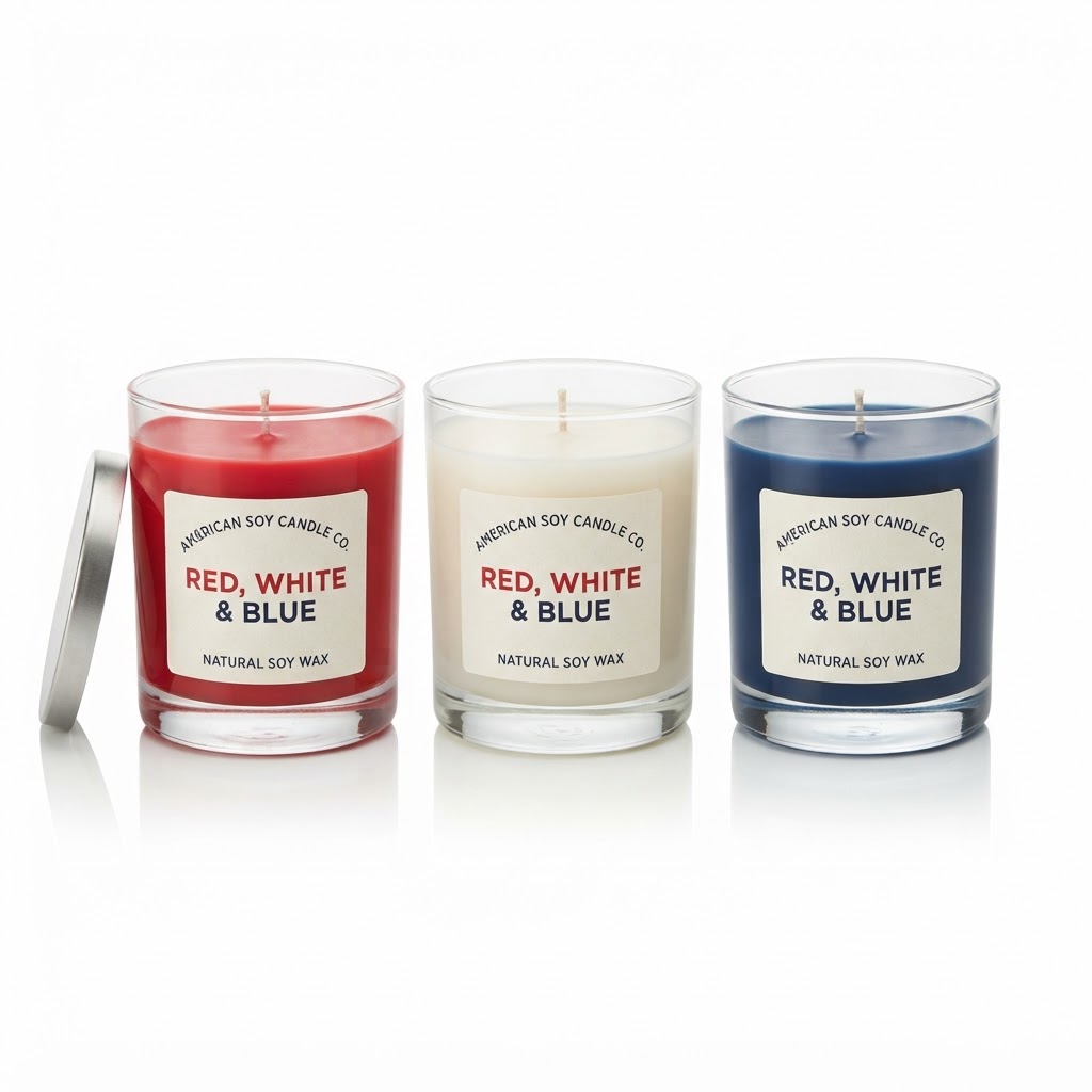 Soy-Wax Red White and Blue Candle Set