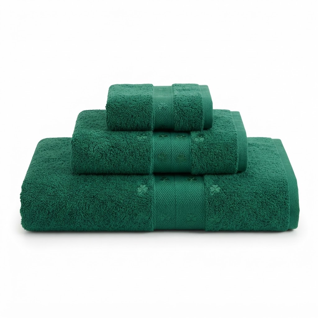 Transitional Emerald Shamrock Bath Towel Set