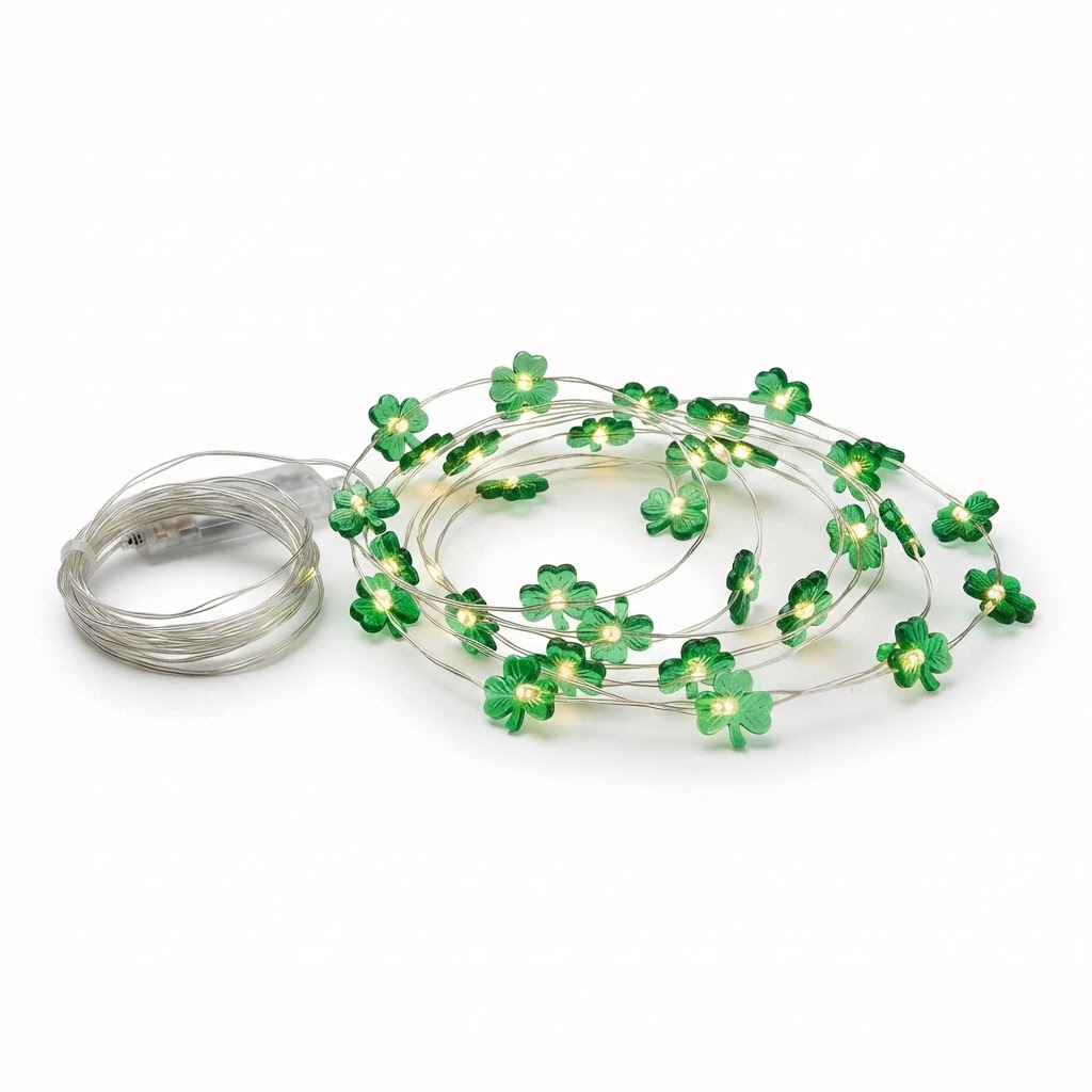 Green Shamrock Fairy Light Garland