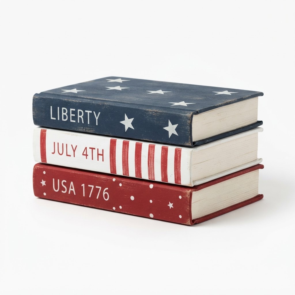 Patriotic Stacked Books
