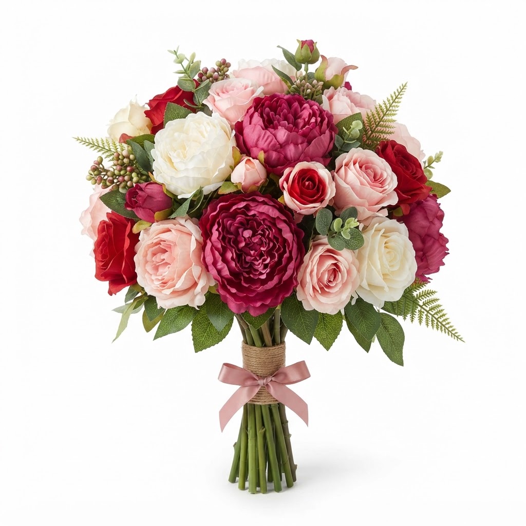 Faux Peony and Rose Bouquet