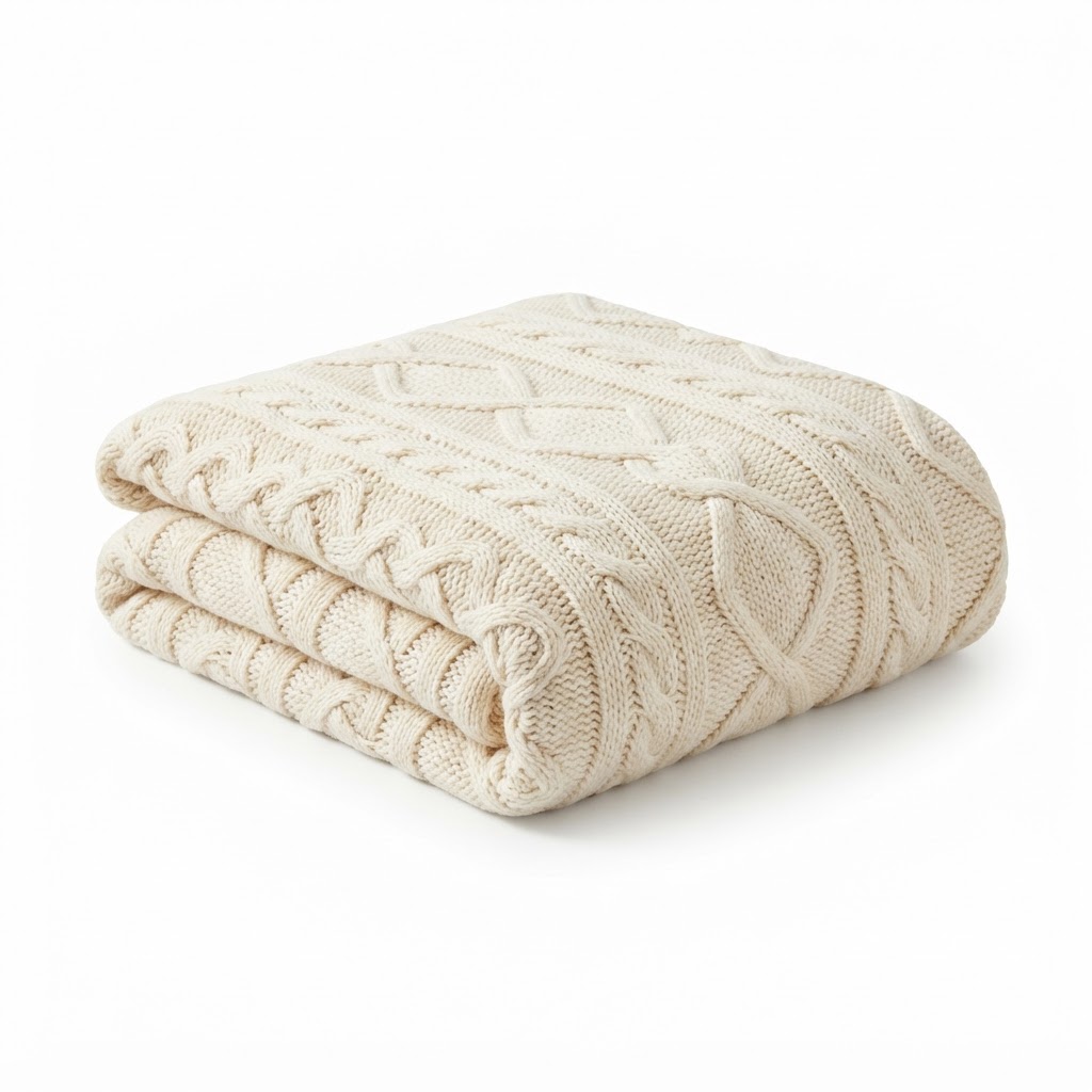 Cozy Cable Knit Throw Blanket