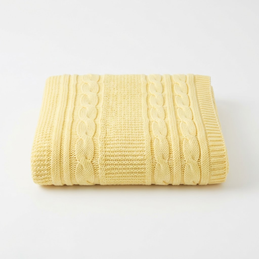 Soft Yellow Knitted Cotton Throw