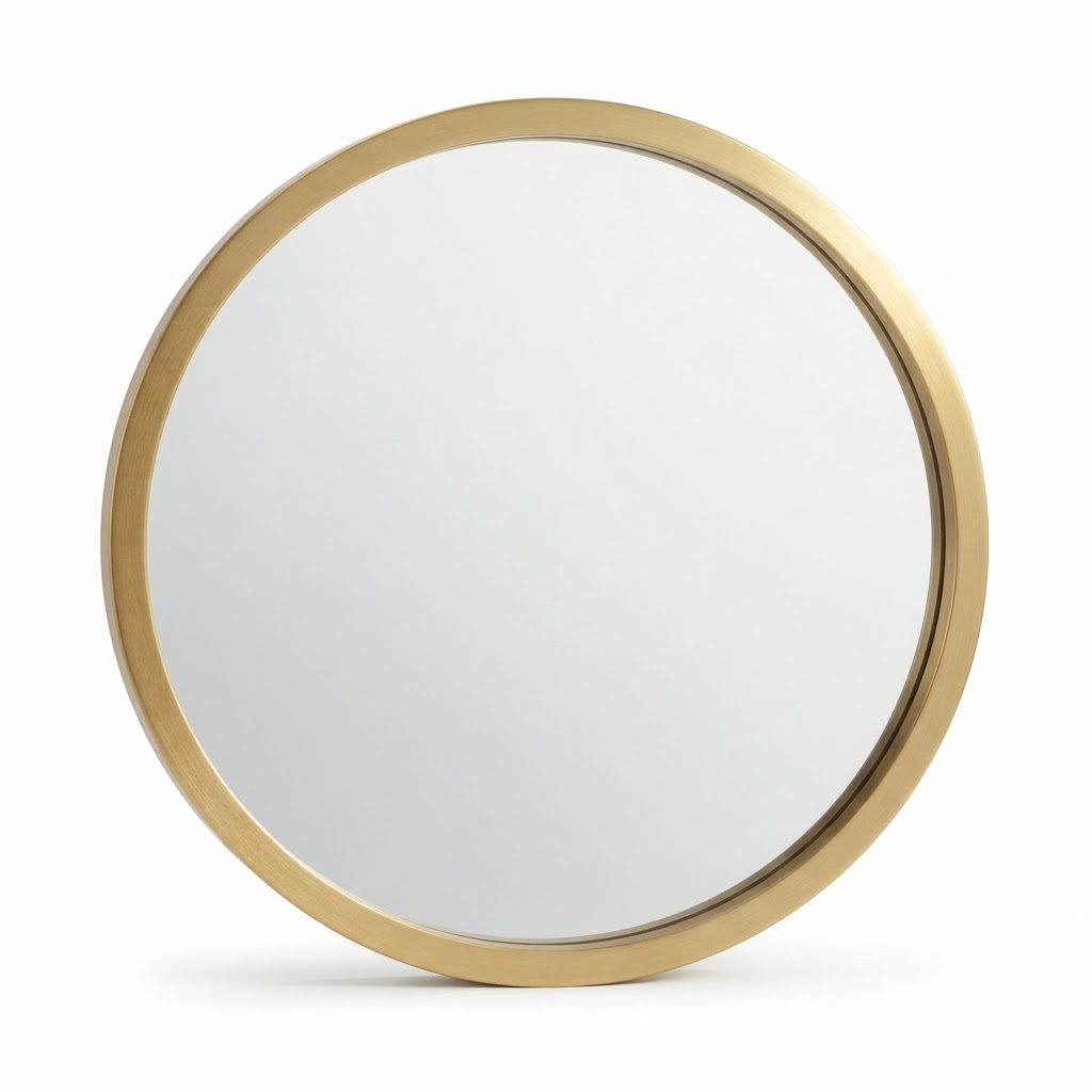 Transitional Brushed Gold Circular Mirror