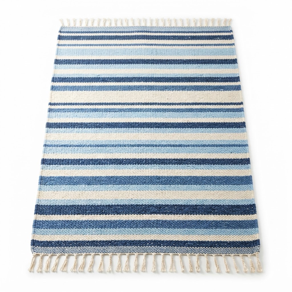 Blue Striped Area Rug