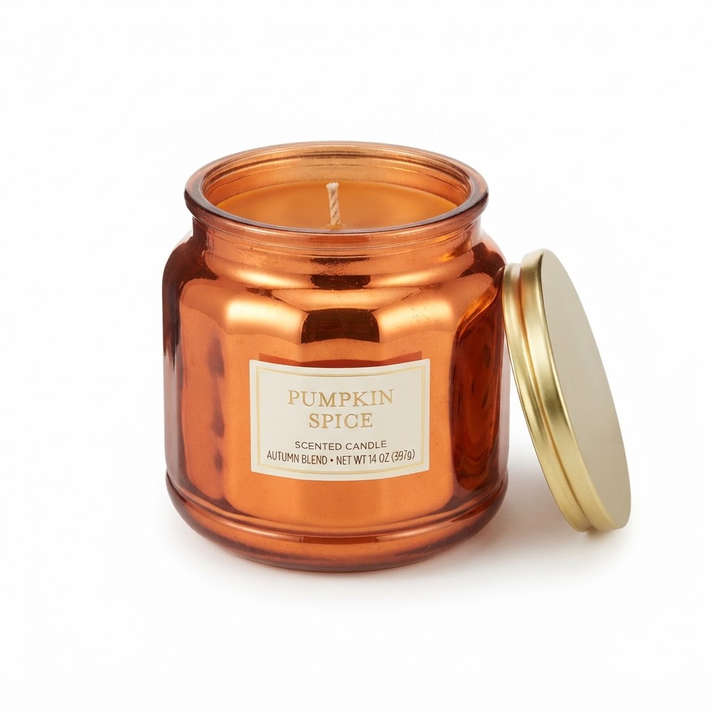 Autumnal pumpkin spice scented candle