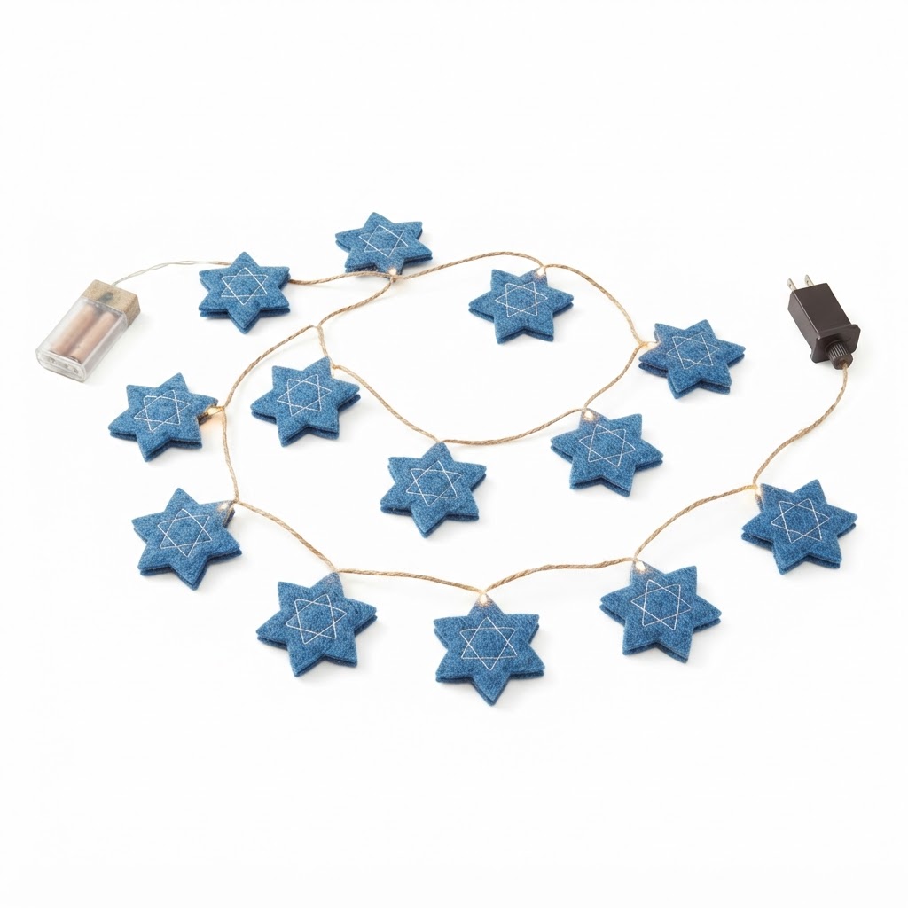 Felt Hanukkah Star String Lights