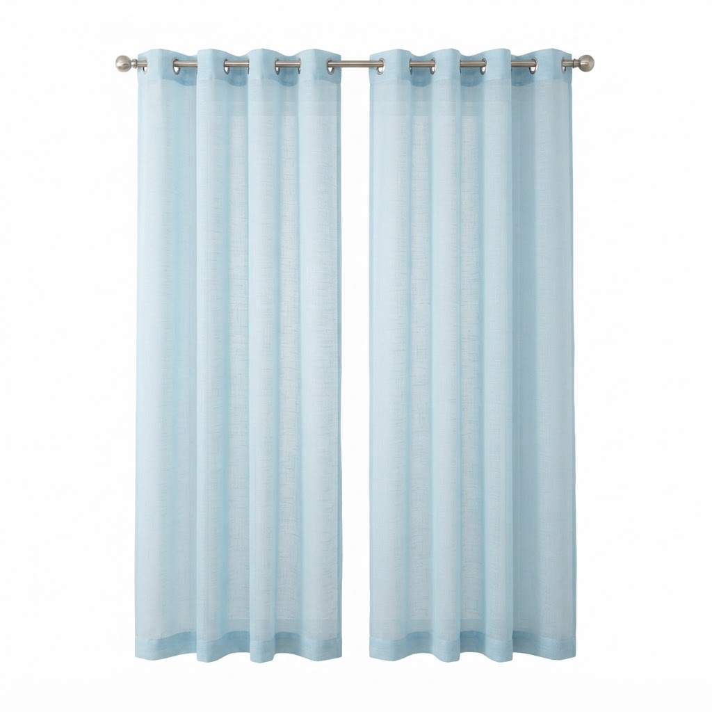 Transitional Sheer Light Blue Window Curtains