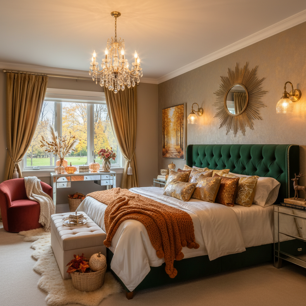 Glam Fall Master Bedroom