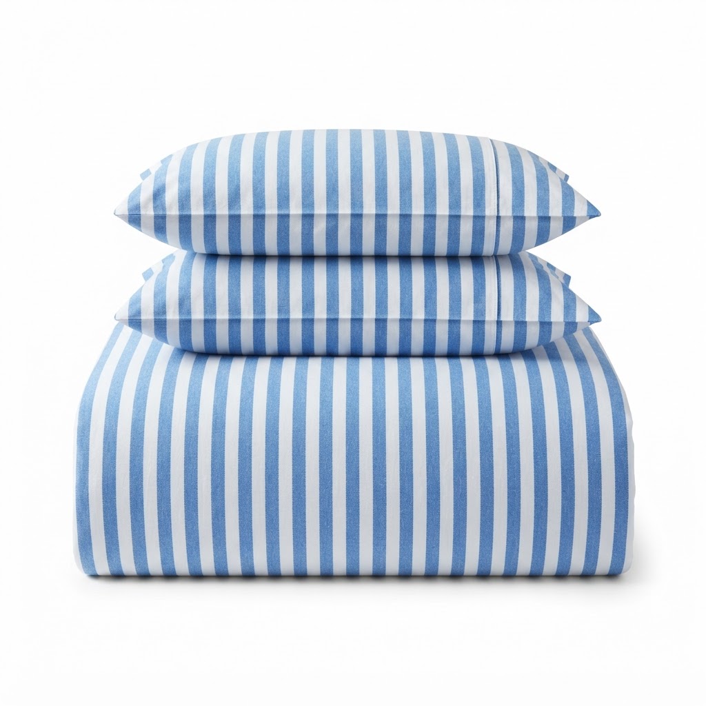 Blue and White Stripe Bedding