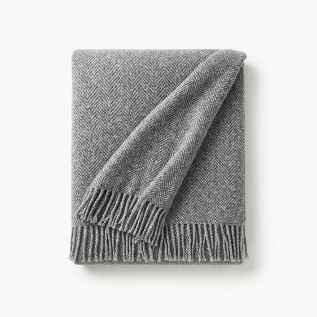 Gray Herringbone Throw