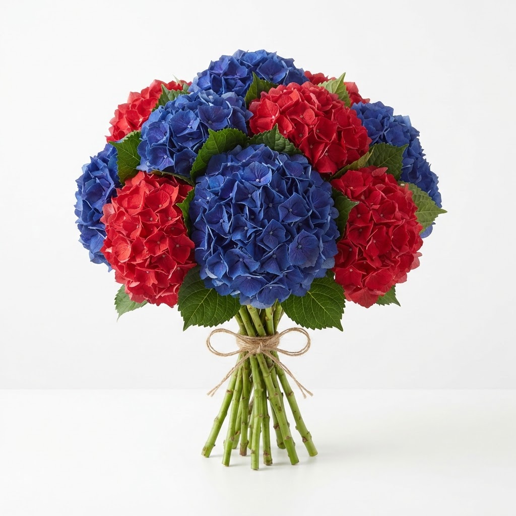 Red and Blue Hydrangea Bundle