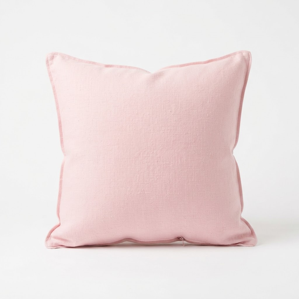 Pastel Pink Linen Throw Pillow