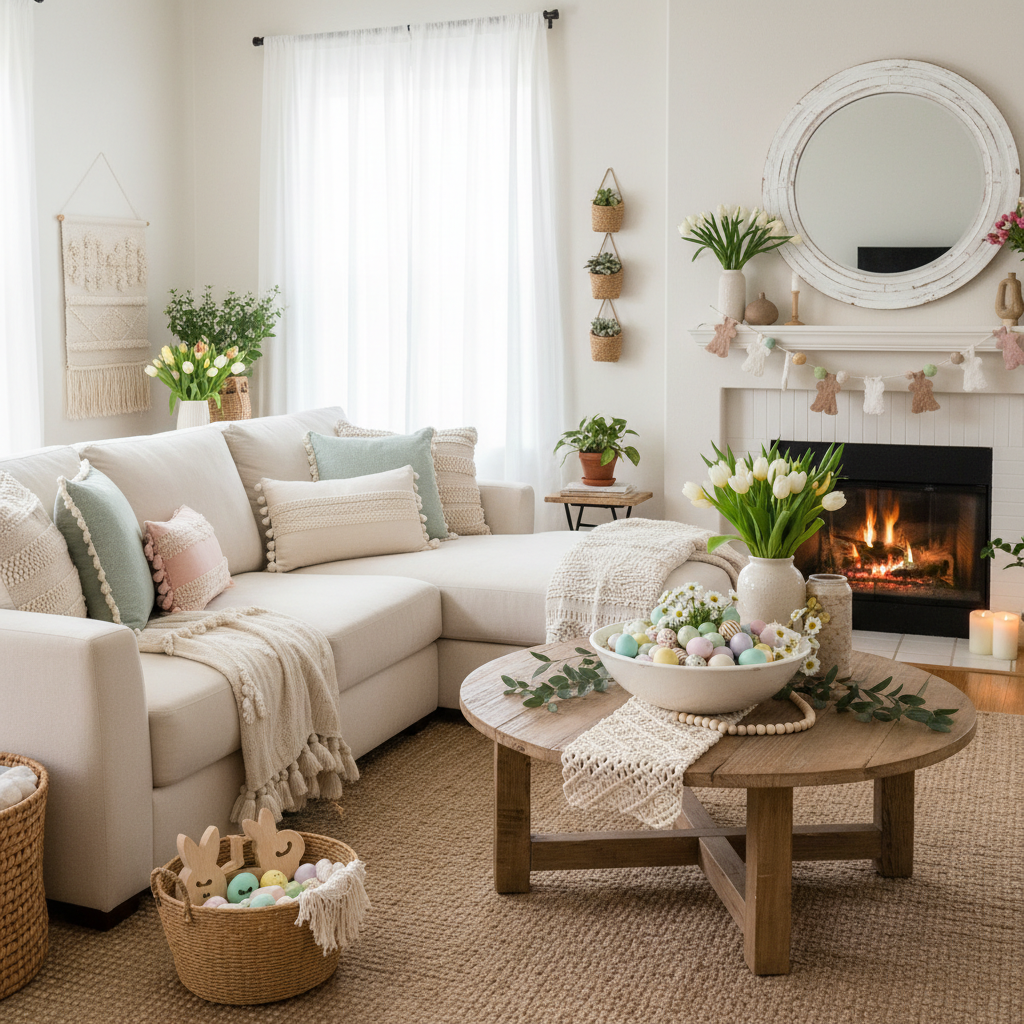 Boho Easter Living Room