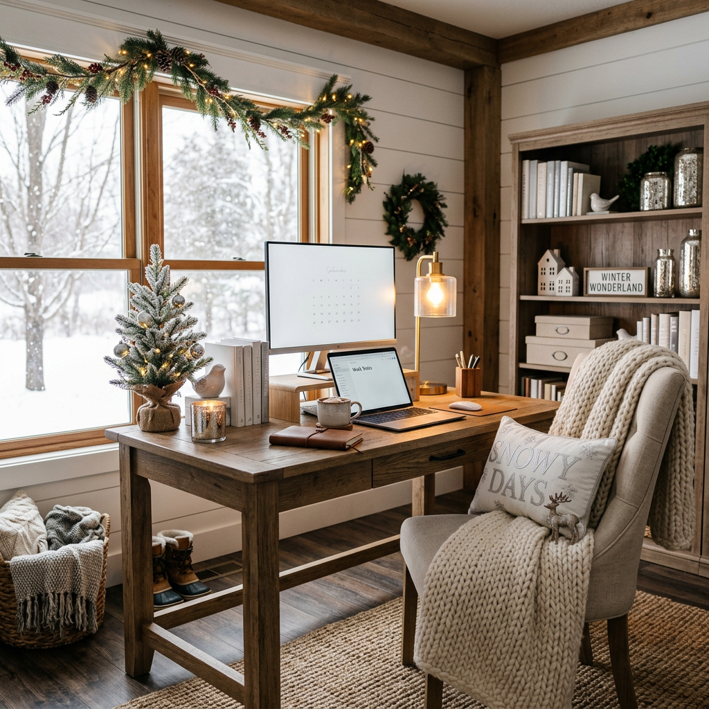 Farmhouse Winter Home Office