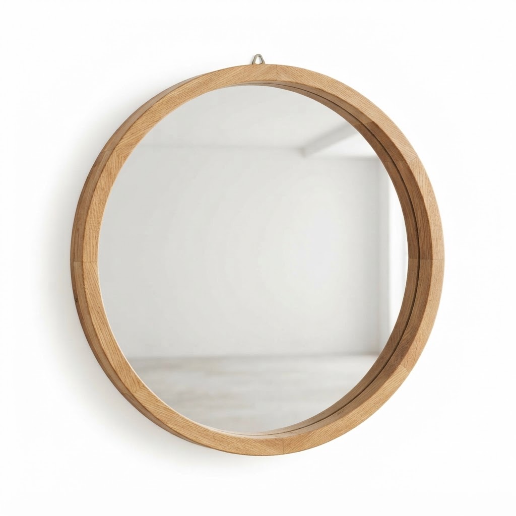 Round Wood Mirror