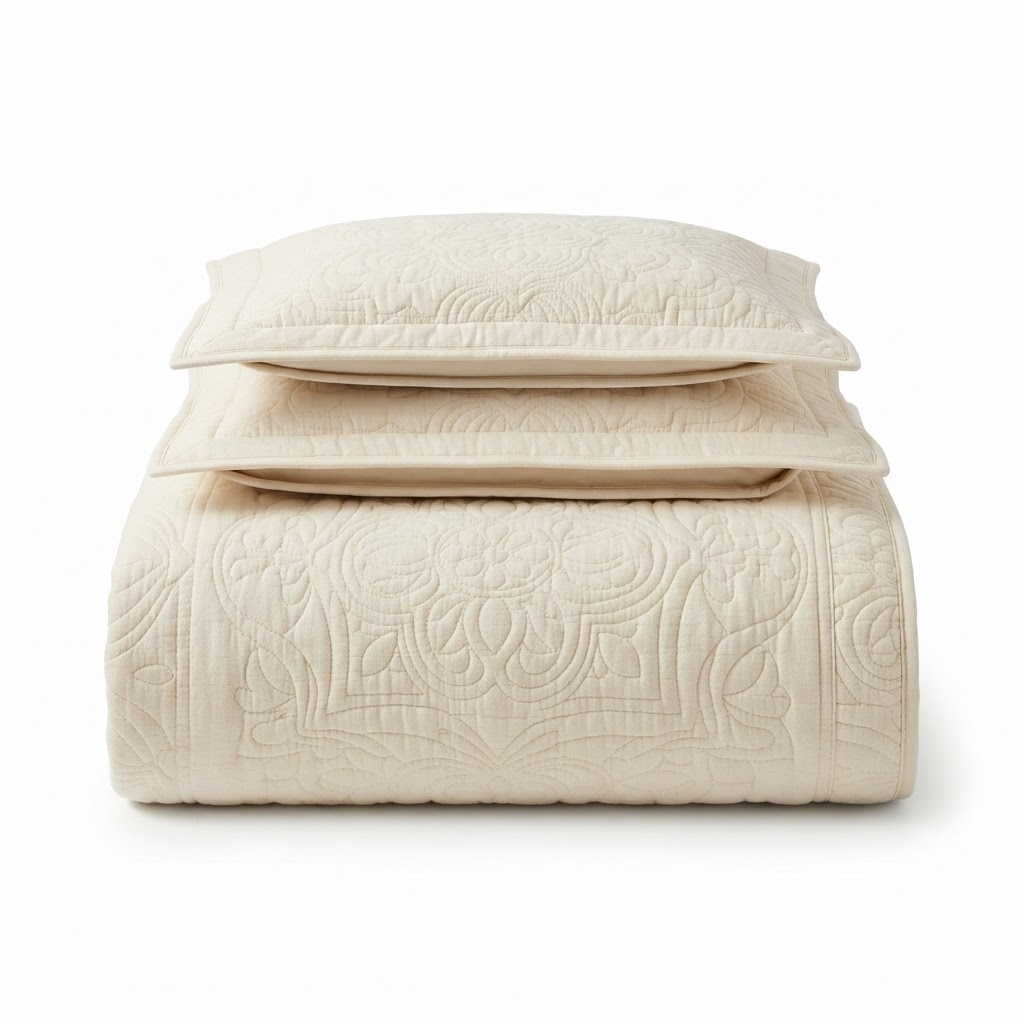 Transitional Cream Cotton Quilt Set