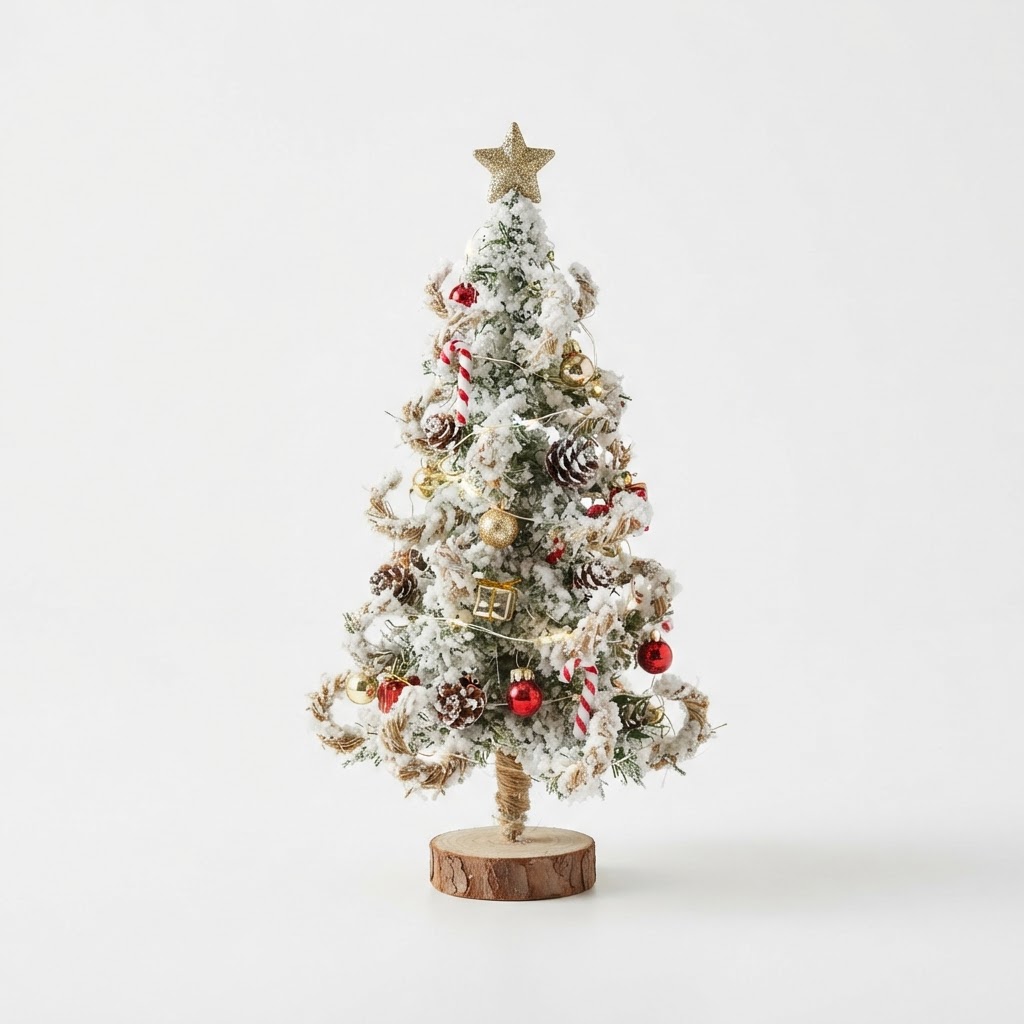 Whimsical Snowy Miniature Christmas Tree
