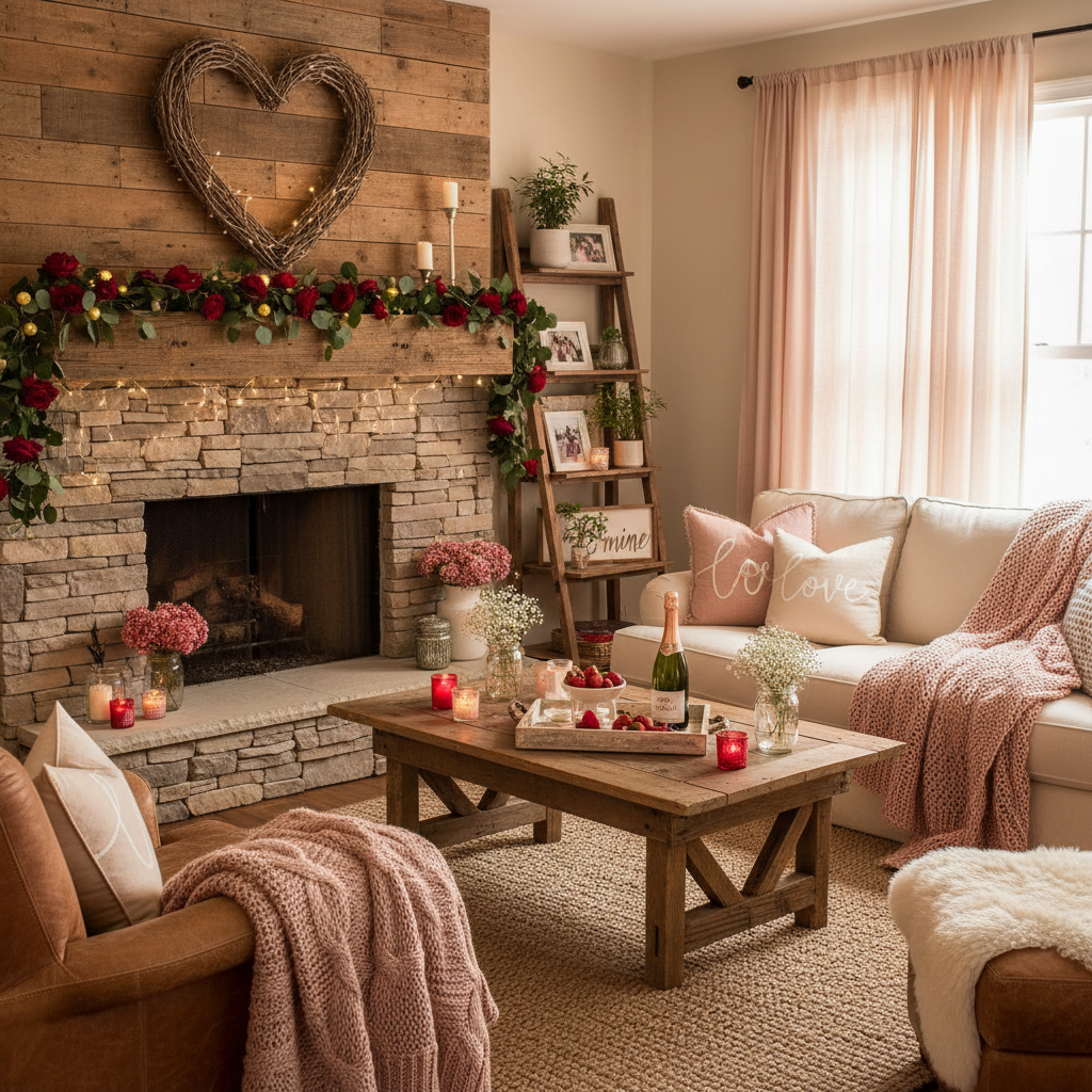 Rustic Valentine's Day Living Room