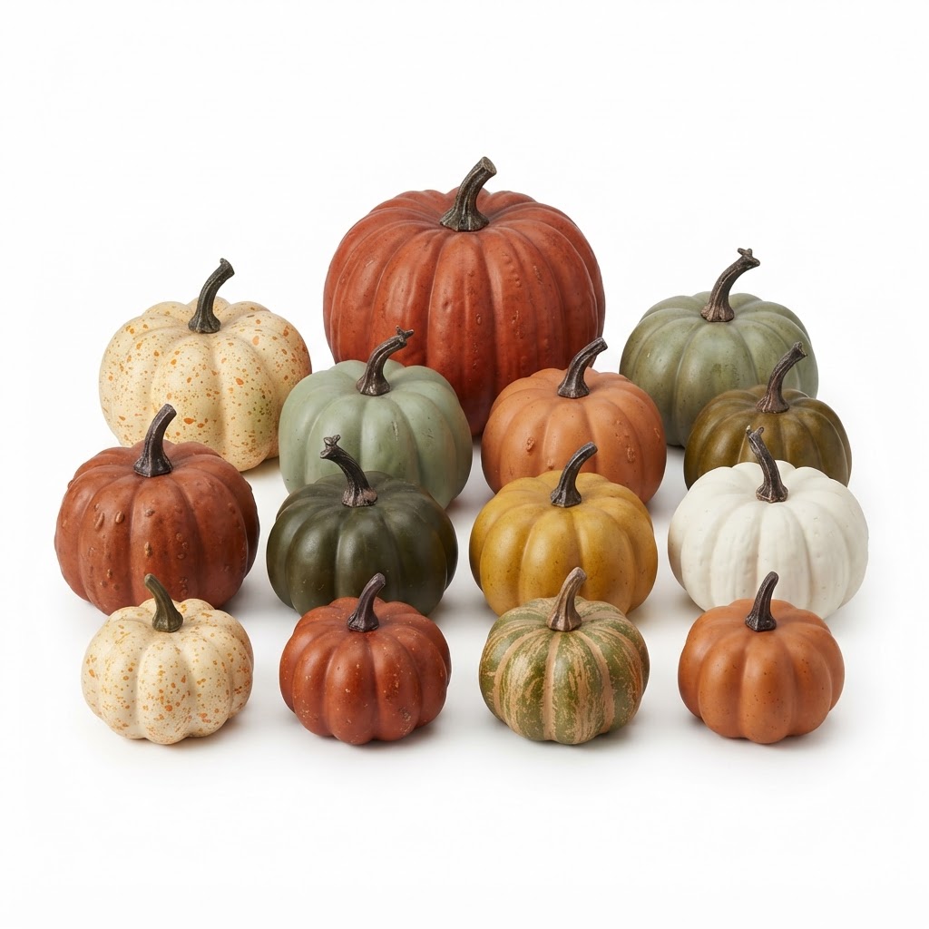 Assorted Faux Heirloom Pumpkin Set