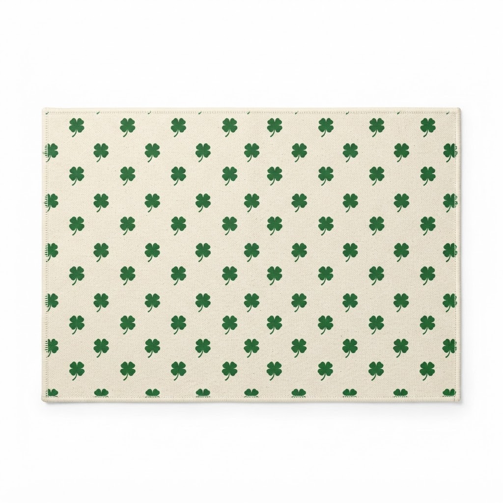 Cream Clover Printed Area Rug