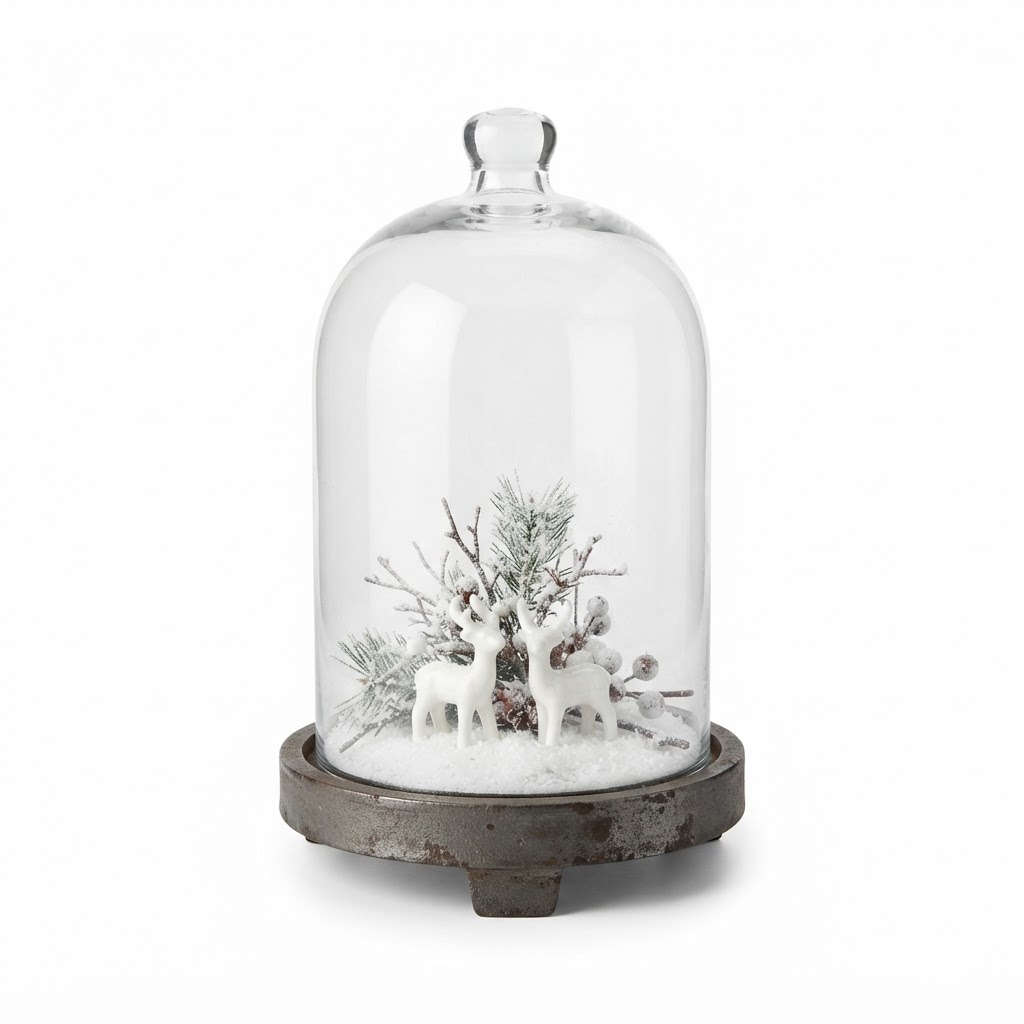 Winter Glass Cloche Display Dome