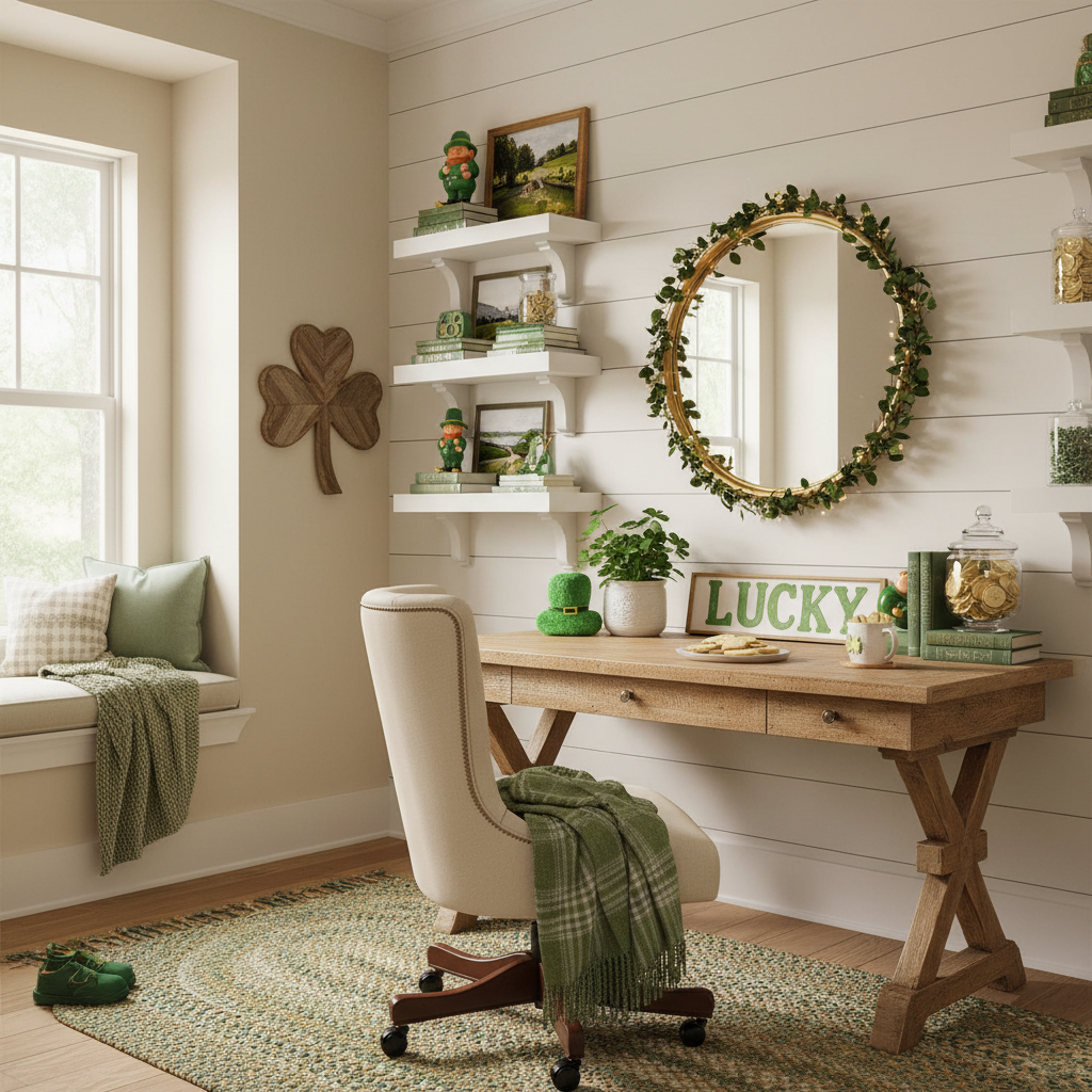 Farmhouse St. Patrick's Day Home Office