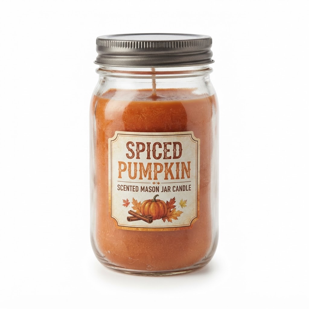 Spiced Pumpkin Scented Mason Jar Candle