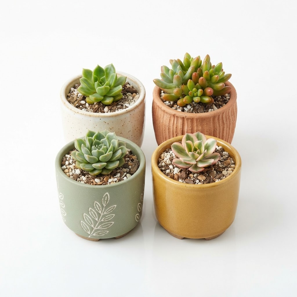Ceramic Mini Succulent Set