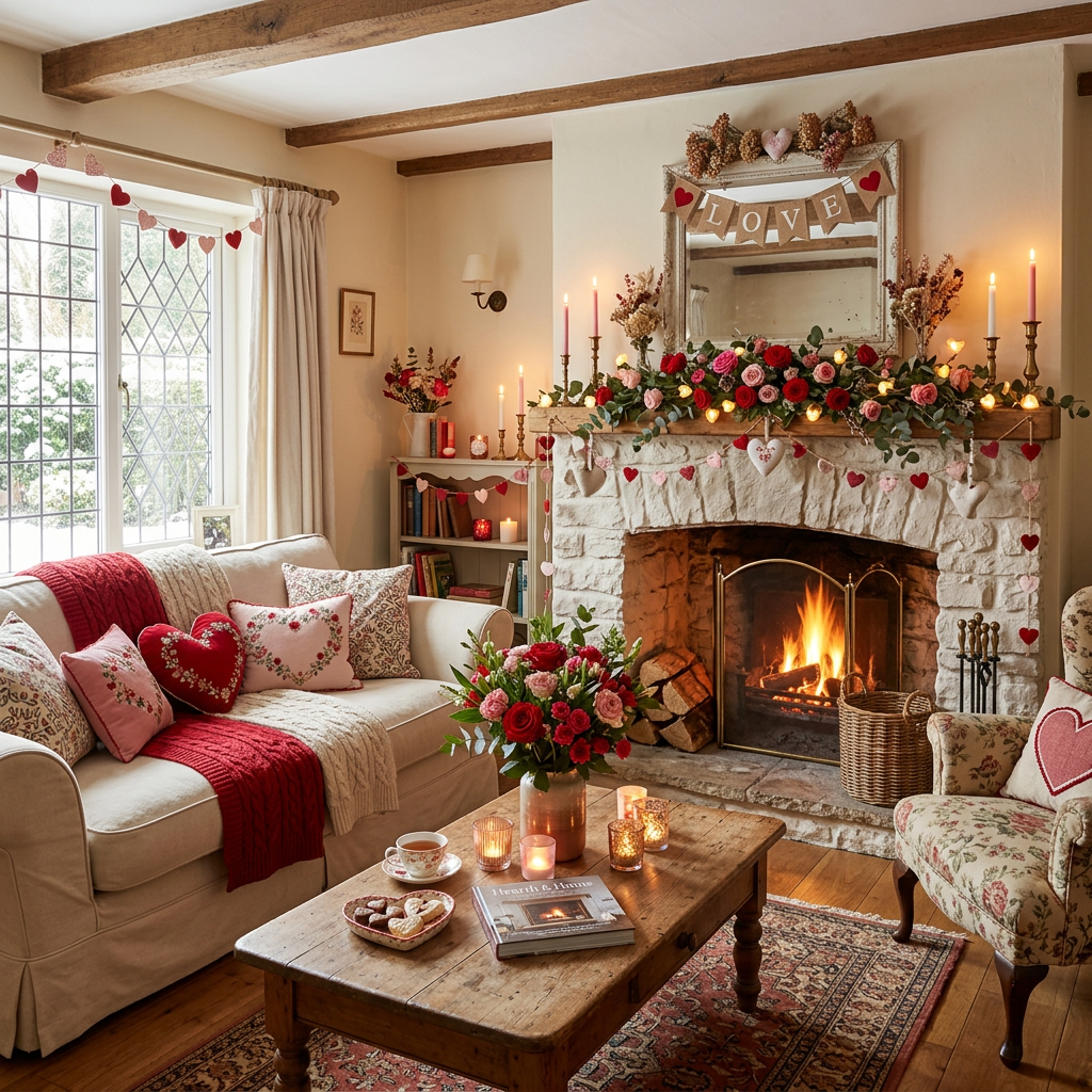 Cottagecore Valentine's Day Living Room