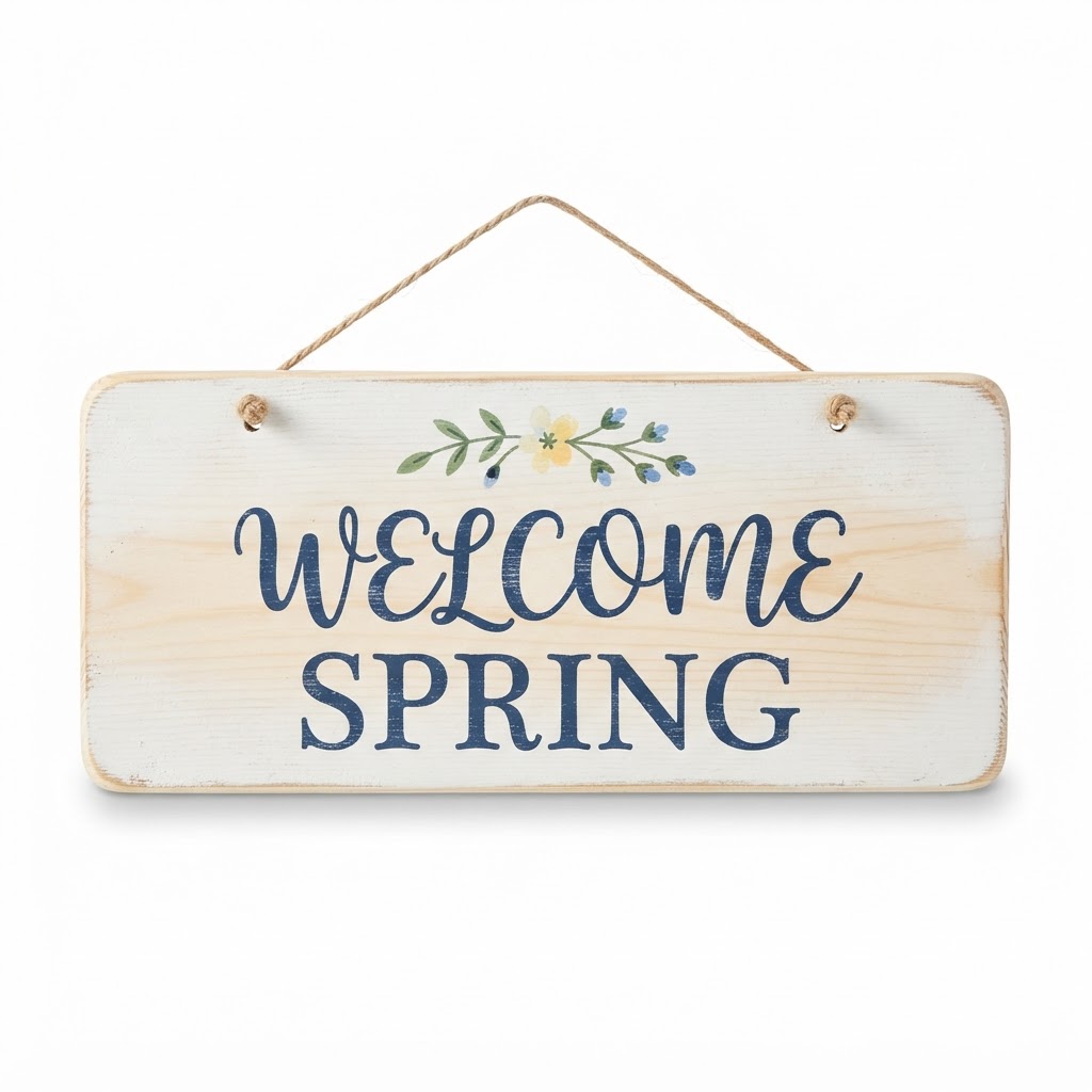 Wood 'Welcome Spring' Sign