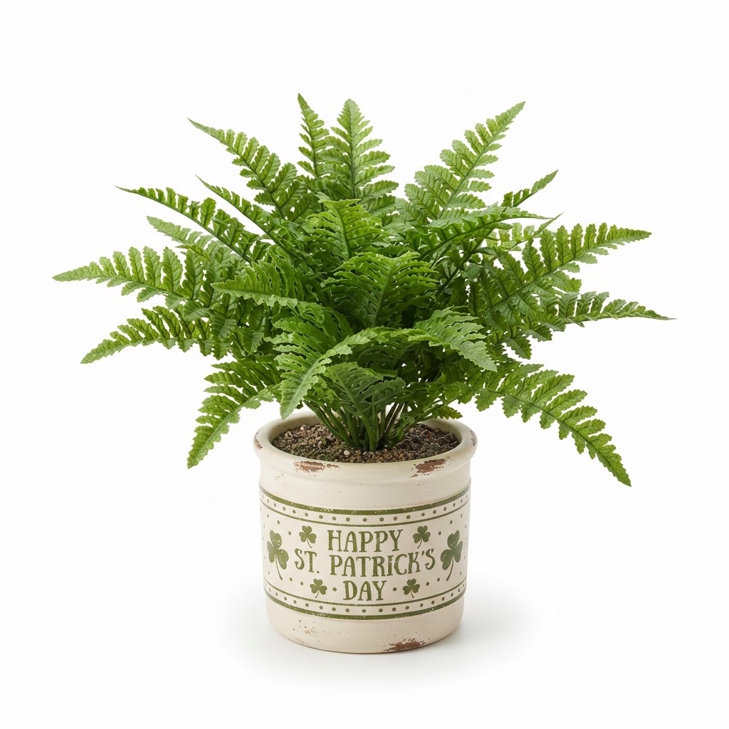 St. Patrick's Day Potted Artificial Fern