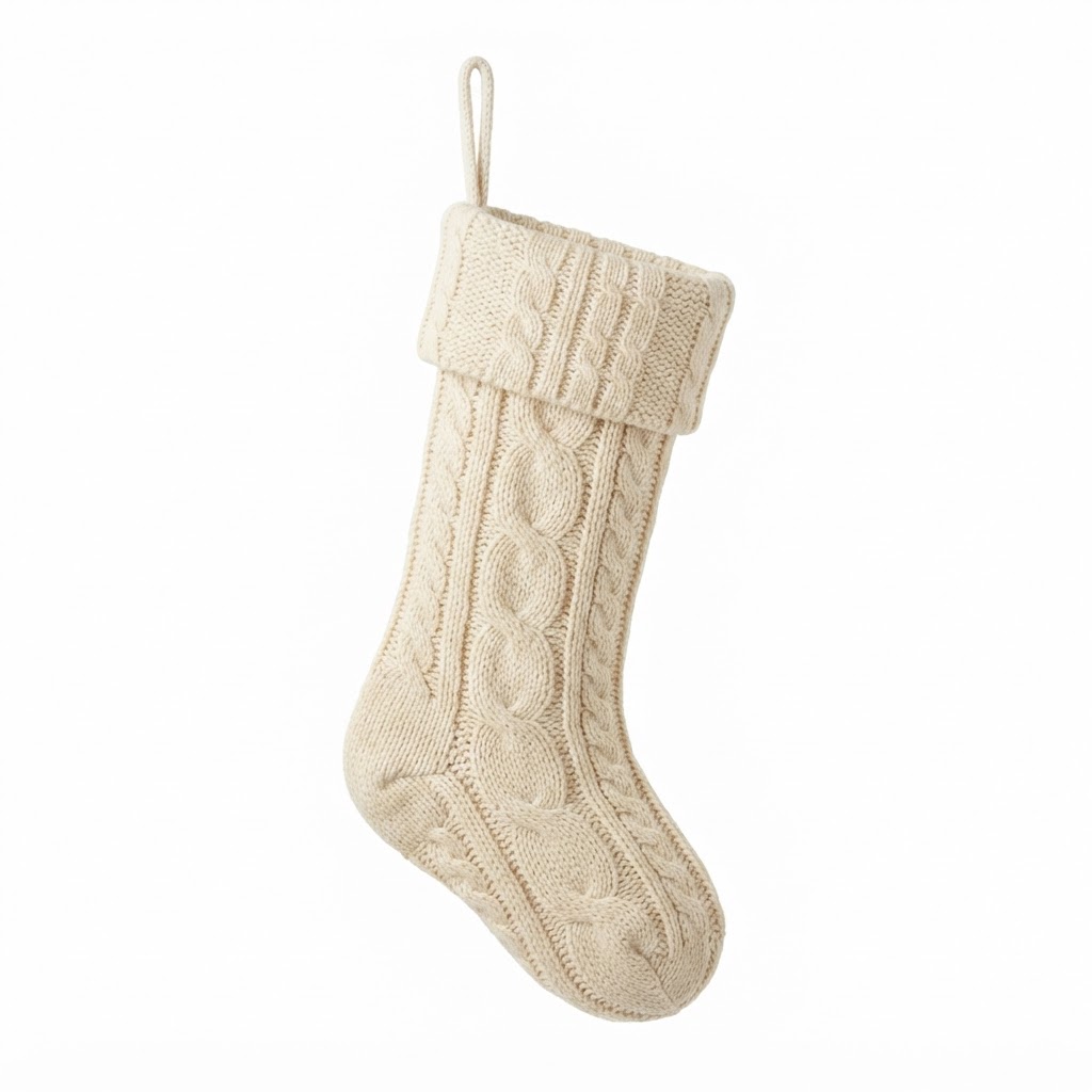 Cream Cable-Knit Christmas Stocking