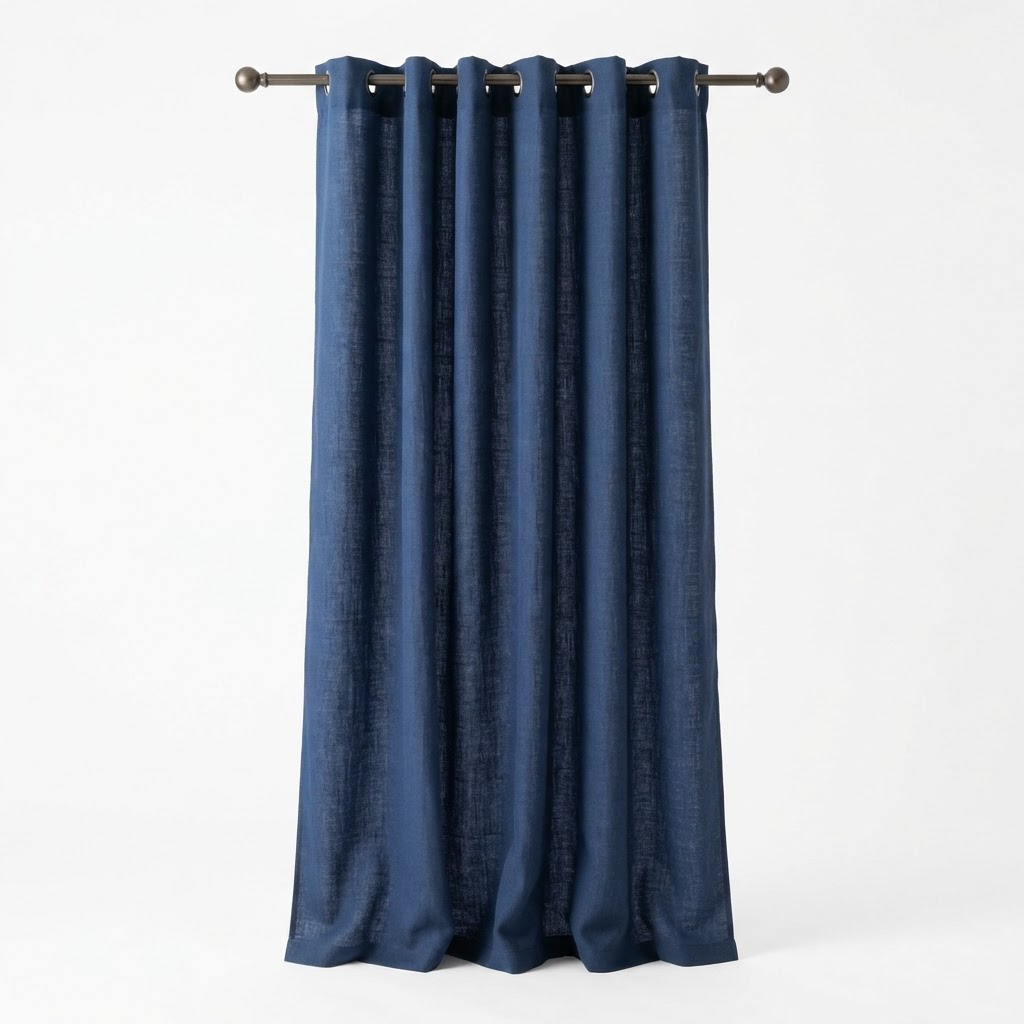 Navy Blue Linen Curtains
