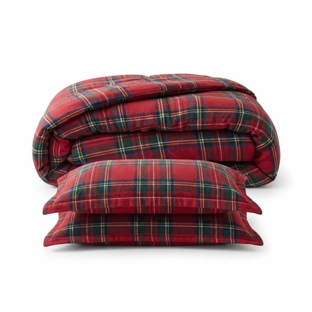 Plaid Red and Green Comforter Set
