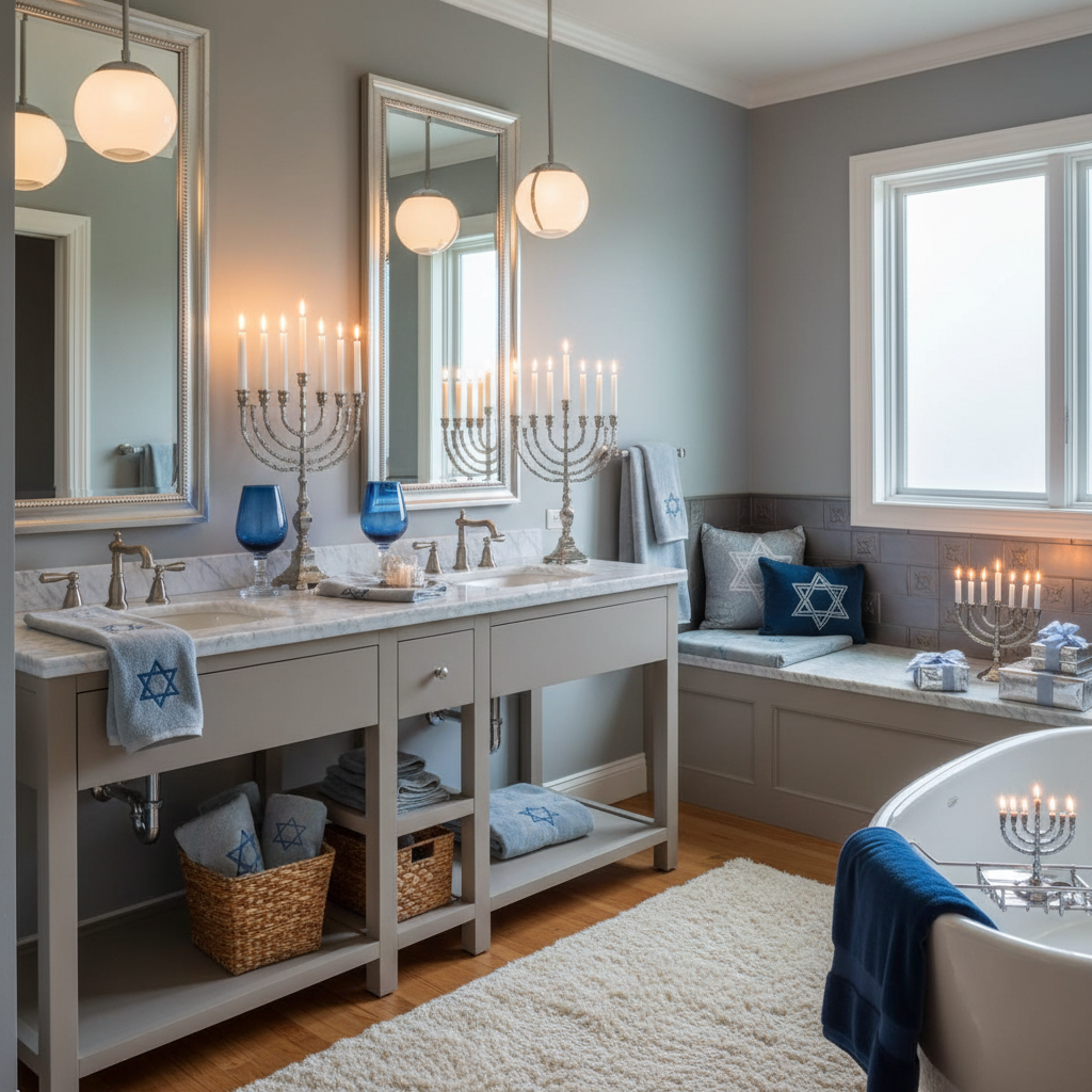 Transitional Hanukkah Master Bathroom