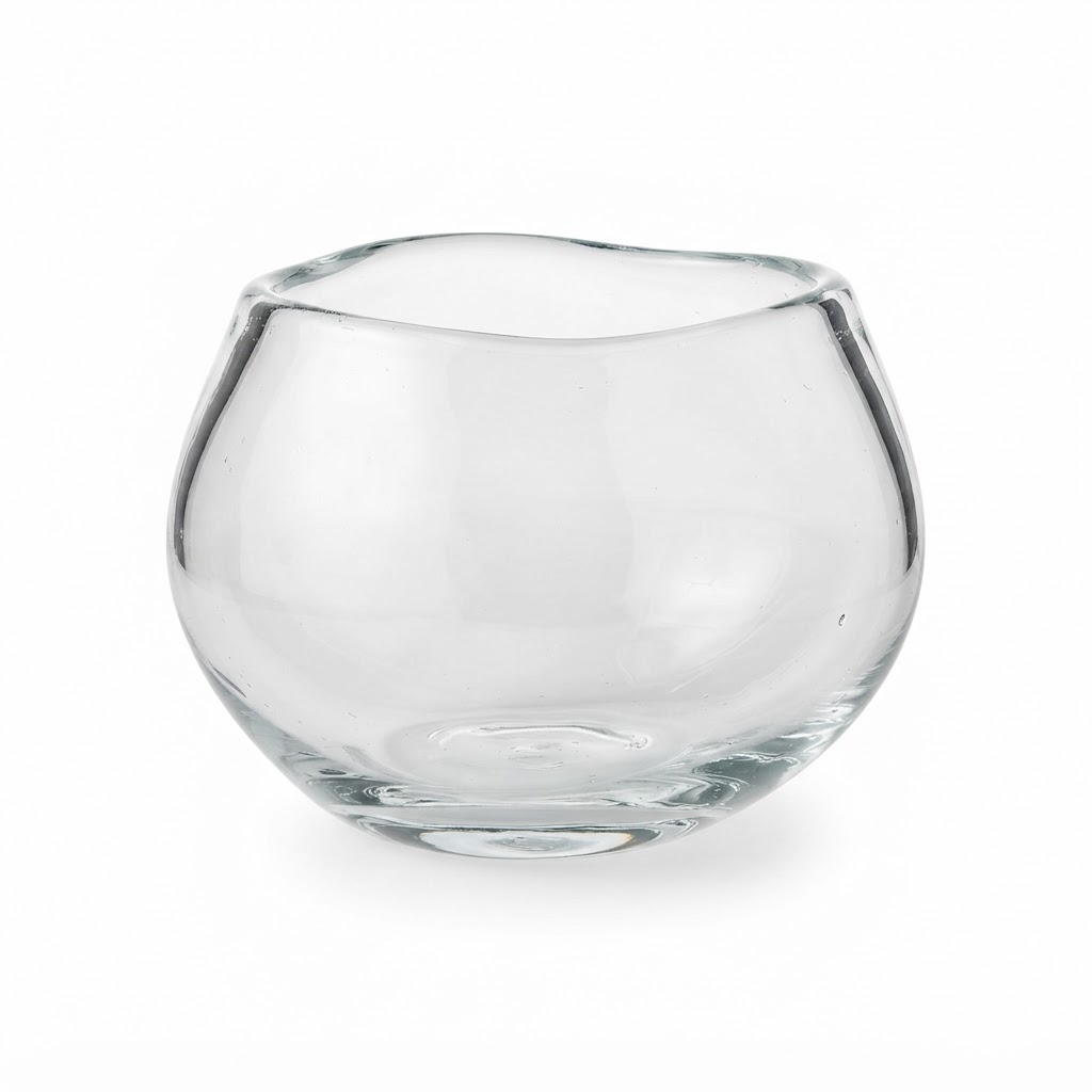 Organic Large Clear Glass Bowl Vase