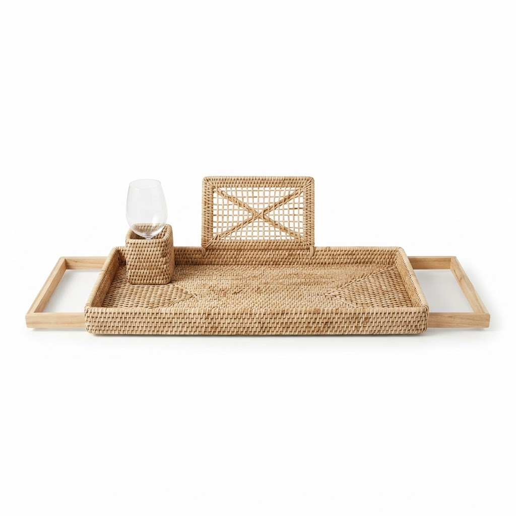 core Natural Woven Bathtub Caddy