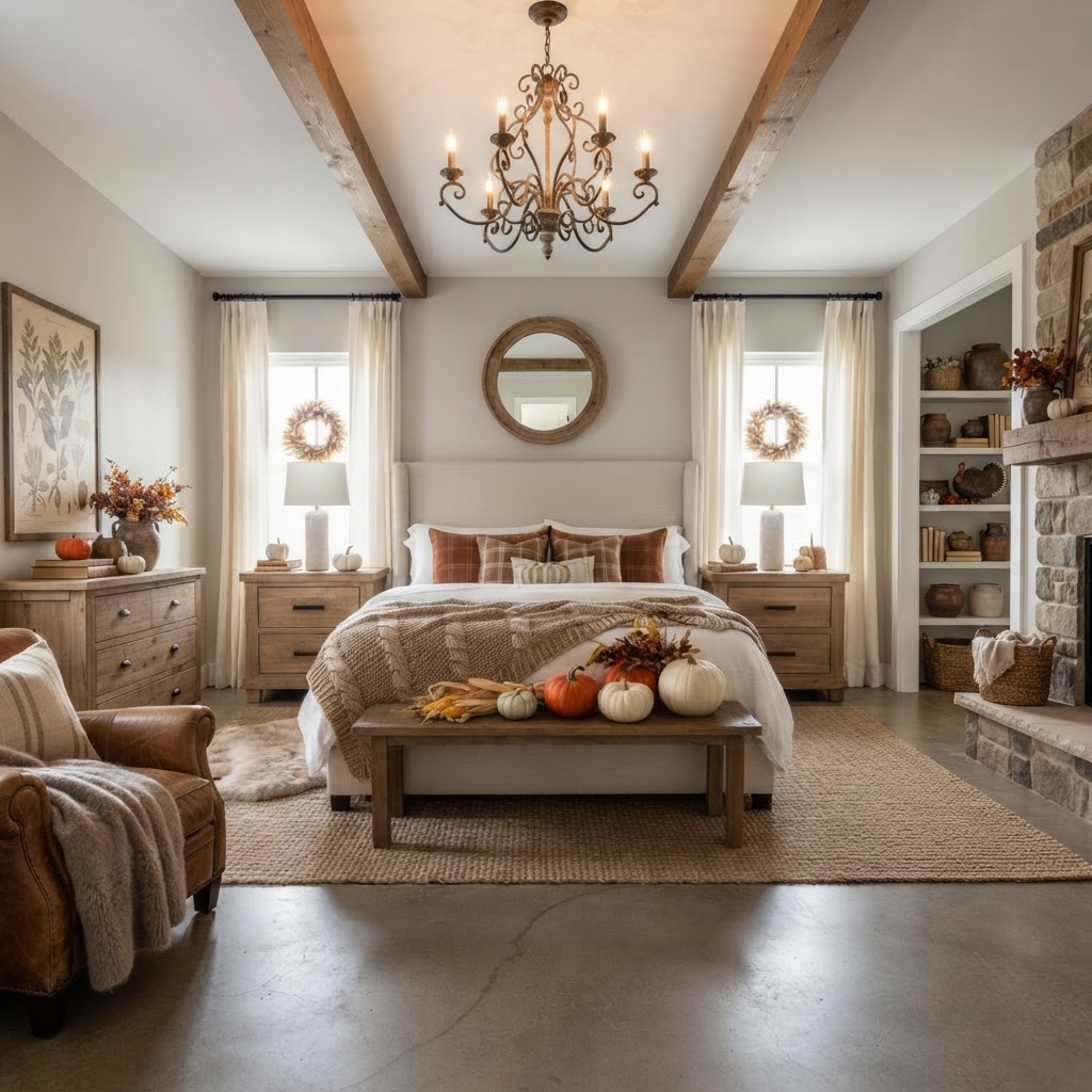 How to Style a Cozy Modern Farmhouse Fall Master Bedroom